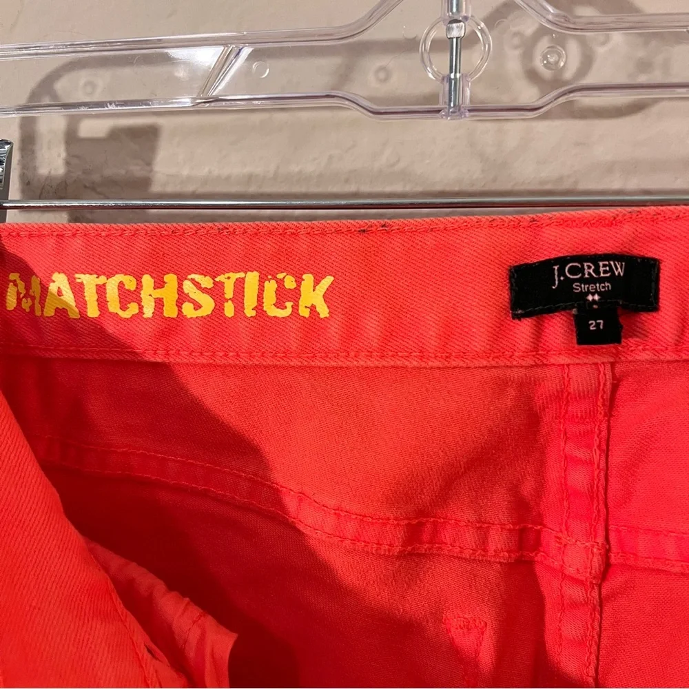 J.Crew Matchstick Jeans Coral Pink Stretch Straight Leg Size 27